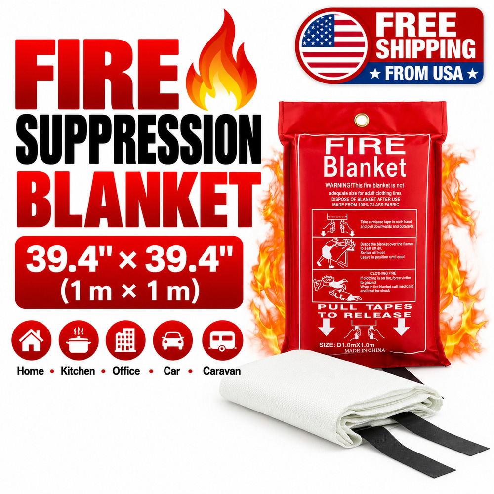Fire Suppression Blanket 39.4" x 39.4" Emergency Kitchen Home Car Safety